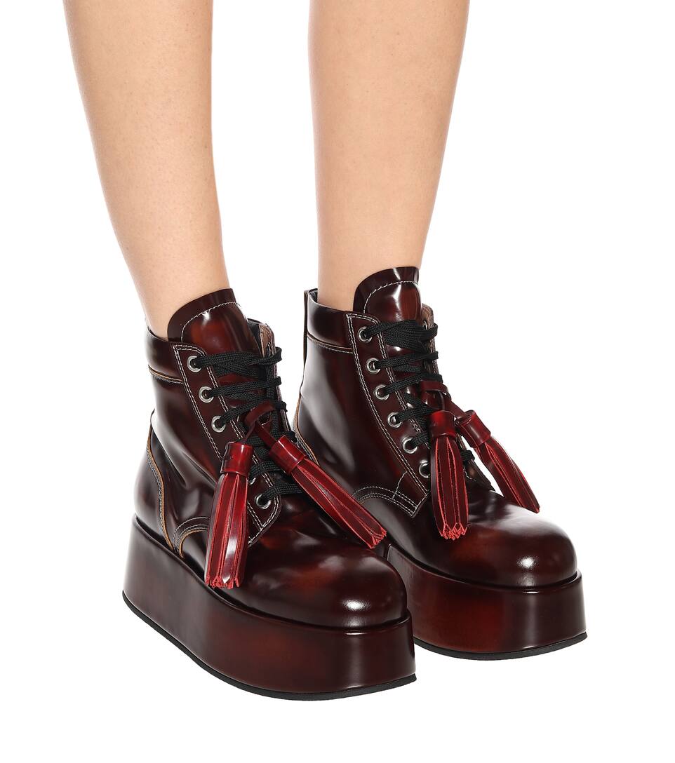 patent leather platform combat boots