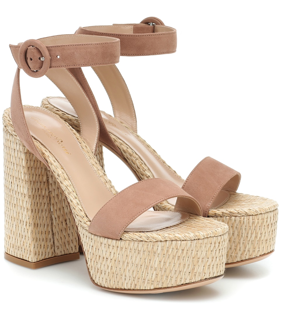 raffia platform sandals