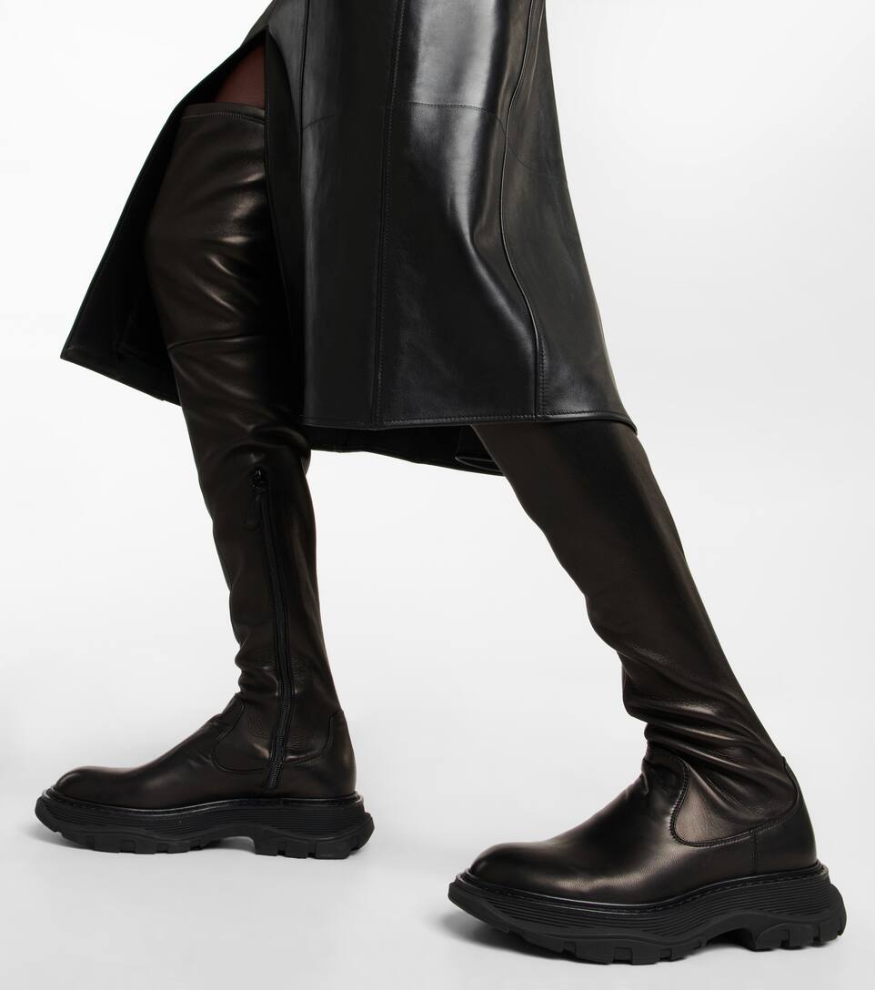 patent leather over the knee boots