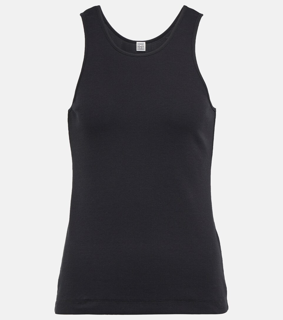 Ribbed-knit stretch-cotton tank top 