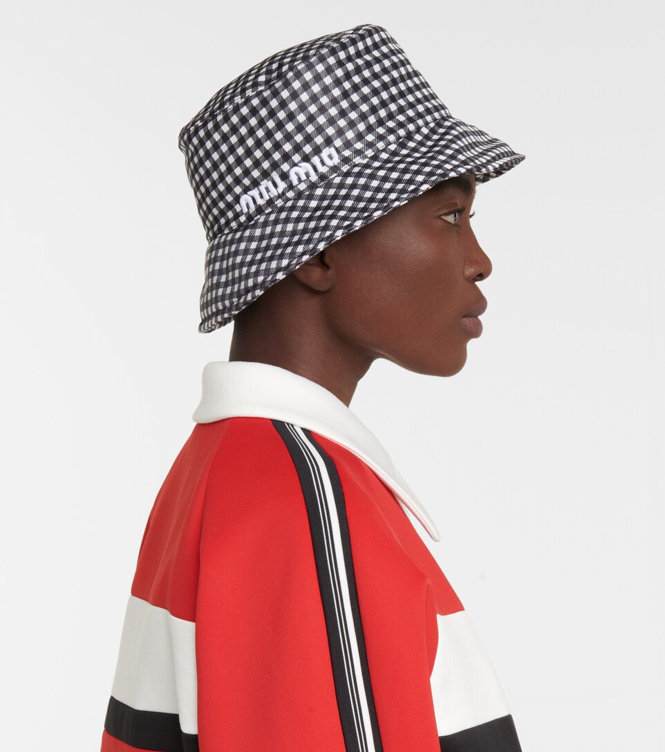 Miu Miu - Gingham silk faille bucket 