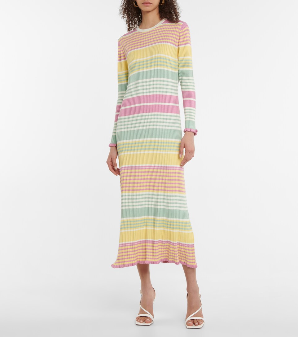 Miller striped ribbed-knit midi dress 