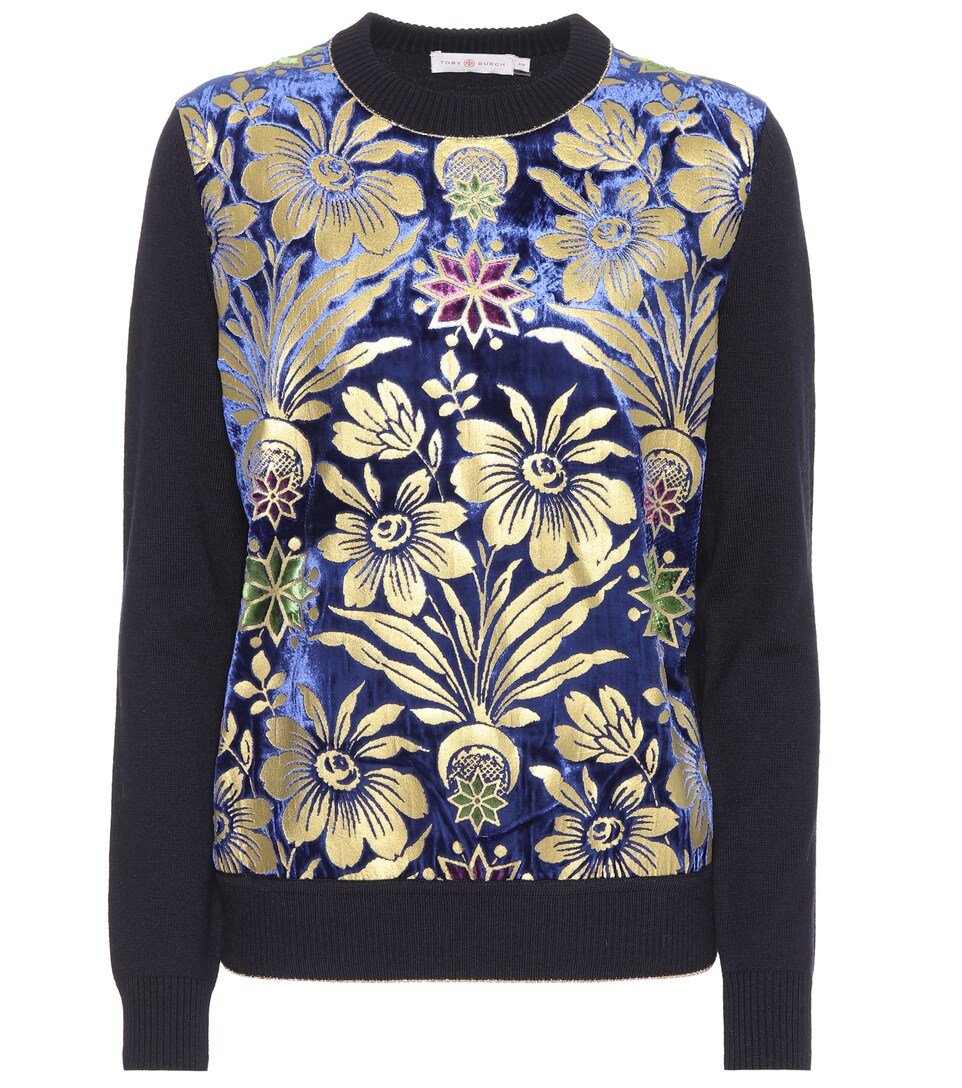 Tory Burch Hollis Print Velvet Front 