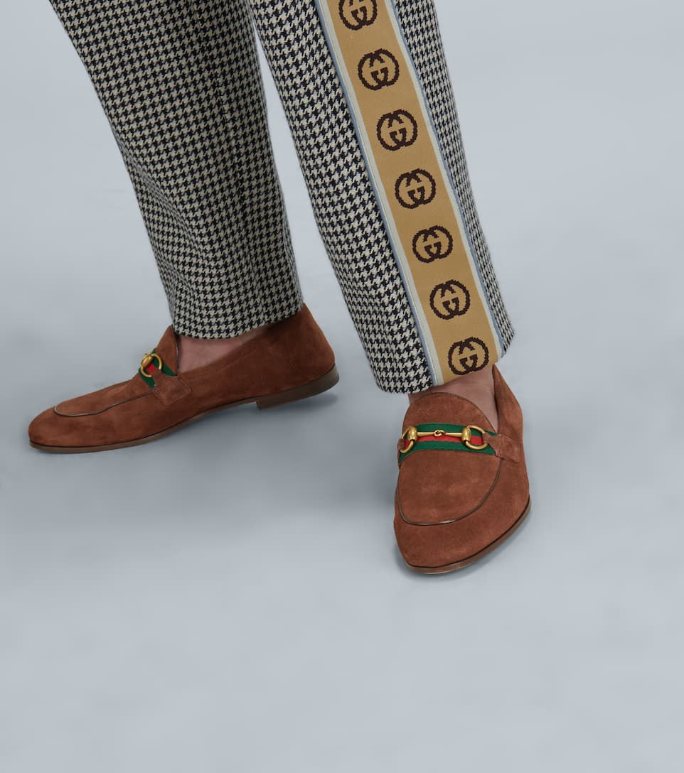 GUCCI Suede horsebit loafers with Web,P00436282