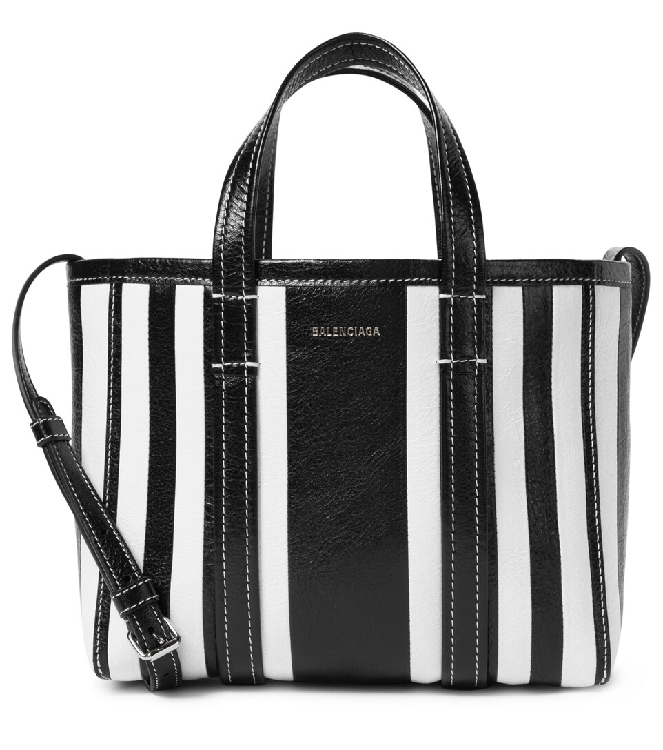 striped leather bag