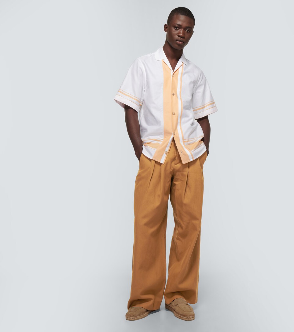 Cotton and linen wide-leg pants 