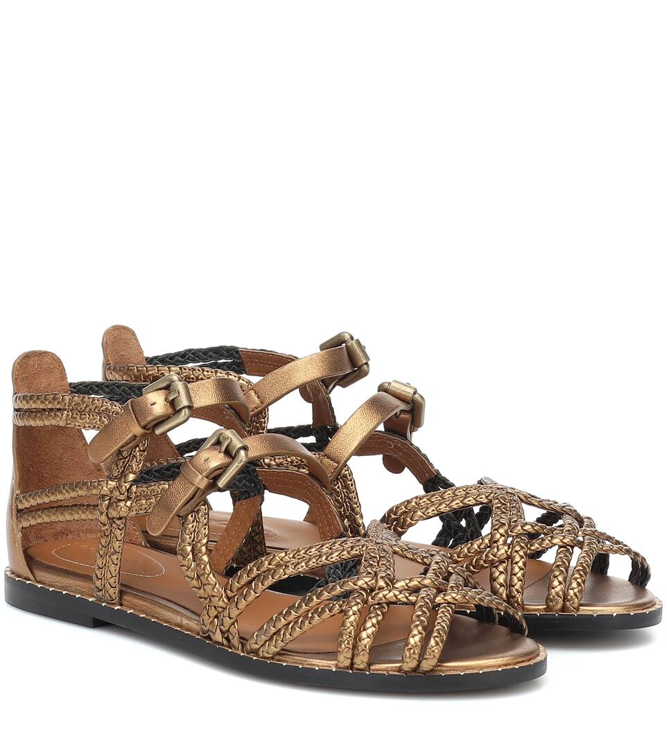 braided leather sandals