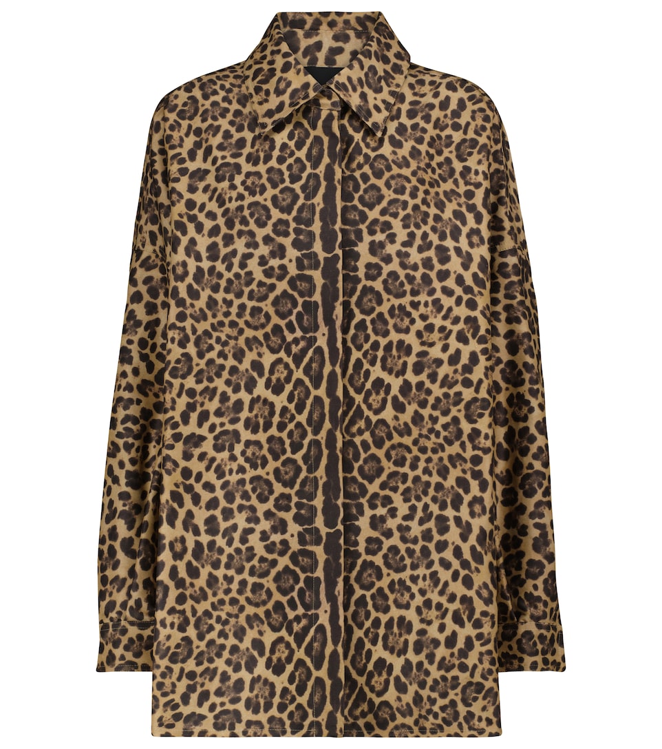 Leopard-print cotton and silk shirt 