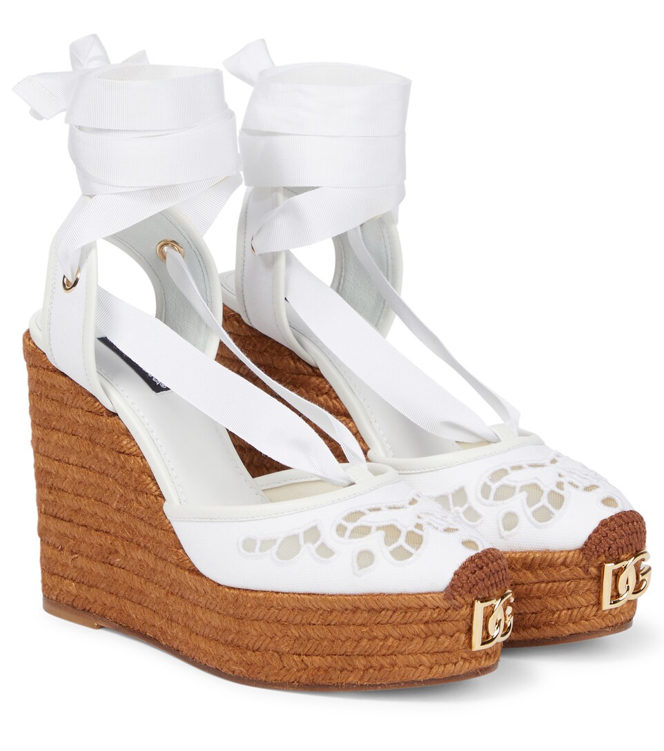 Broderie anglaise espadrille wedges 