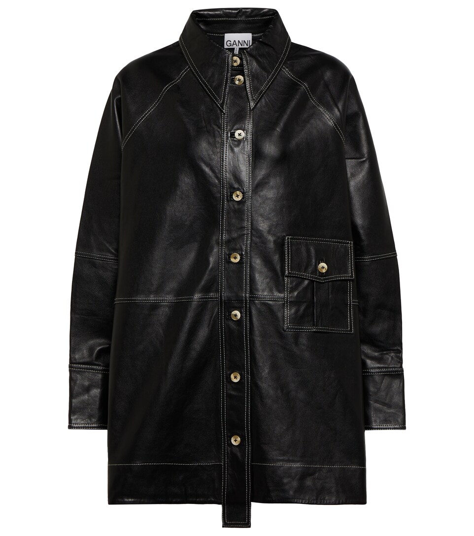 Ganni - Oversized leather shirt | Mytheresa
