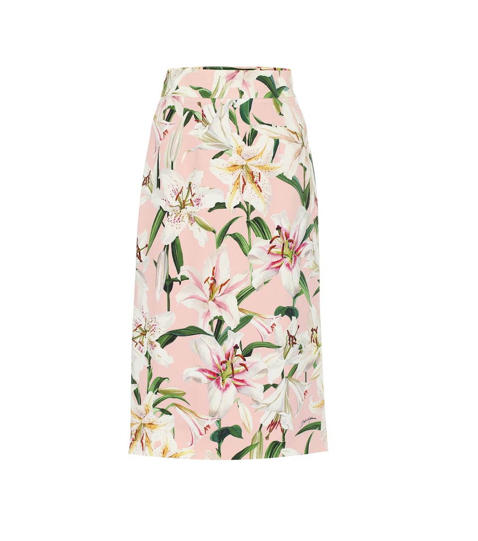 DOLCE & GABBANA FLORAL STRETCH-CRÊPE PENCIL SKIRT,P00389187