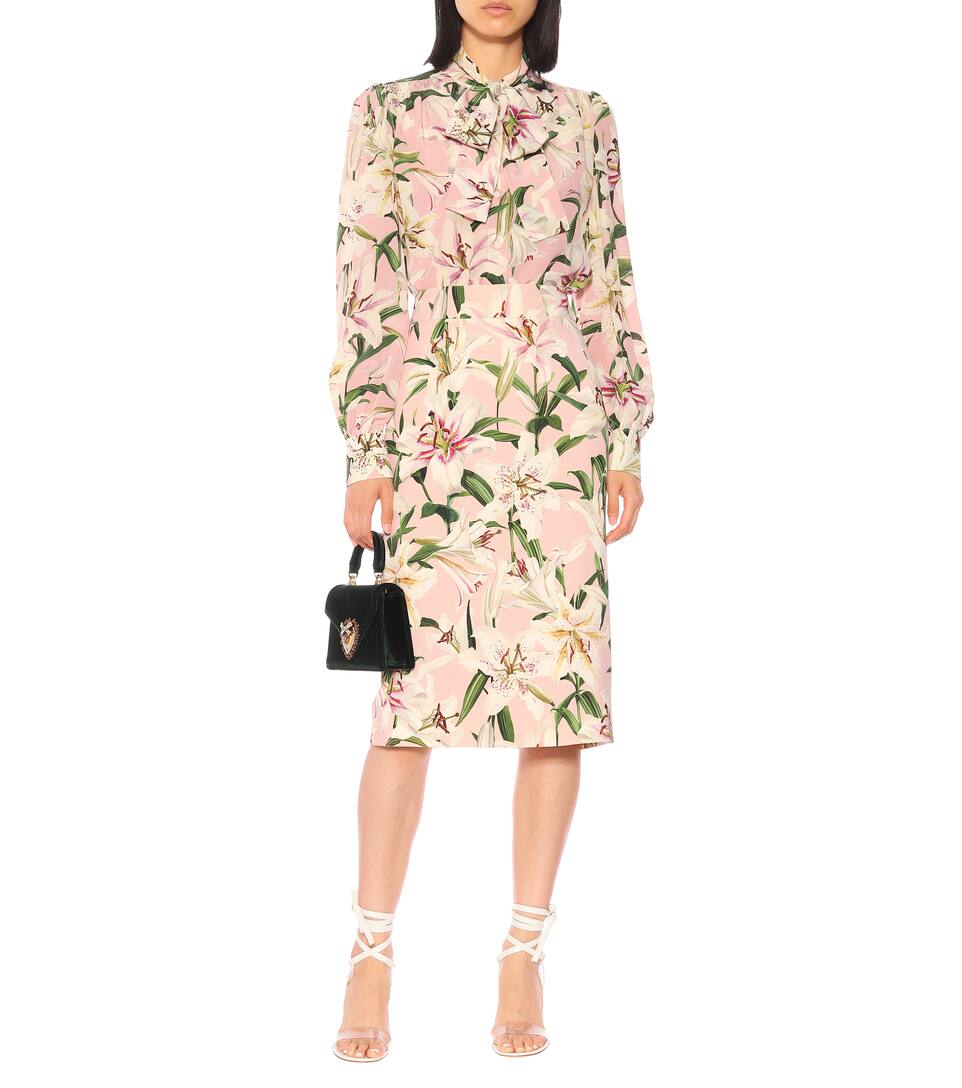 DOLCE & GABBANA FLORAL STRETCH-CRÊPE PENCIL SKIRT,P00389187