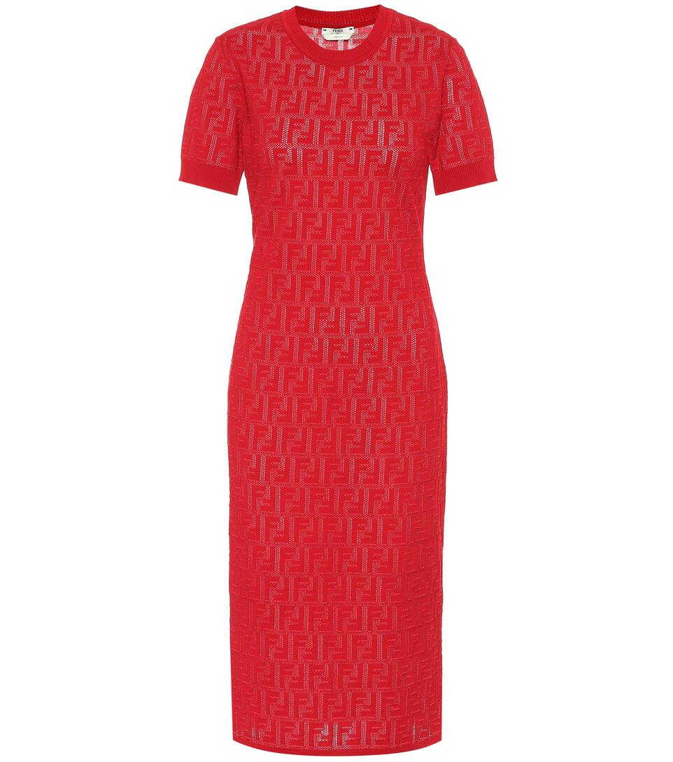 Robe Midi Mélangé Jacquard Coton De Fendi En zpSUMqV