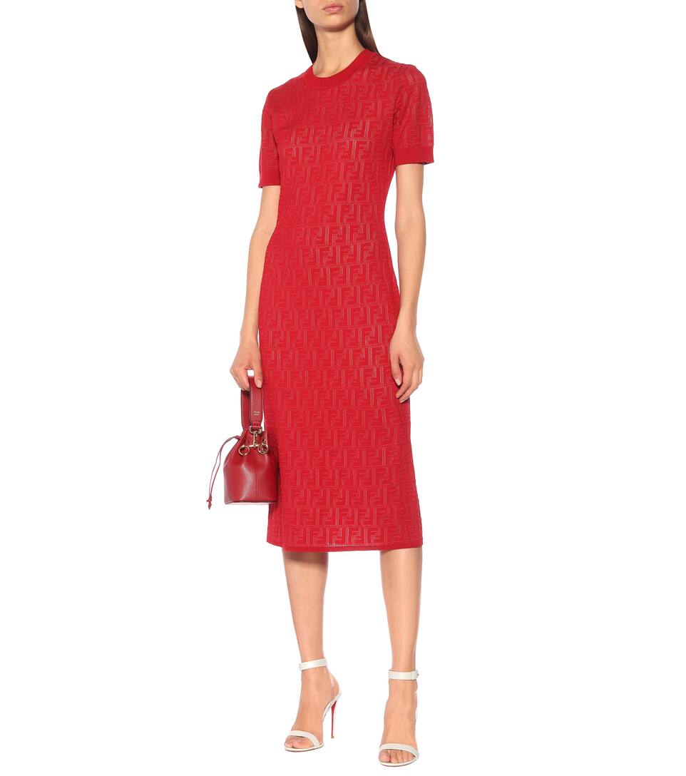 Robe Midi Mélangé Jacquard Coton De Fendi En zpSUMqV