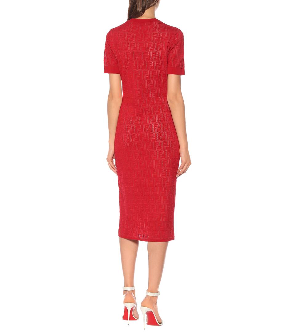 Robe Midi Mélangé Jacquard Coton De Fendi En zpSUMqV