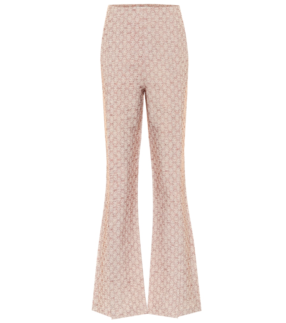 Cotton-Blend Jacquard Flared Pants 