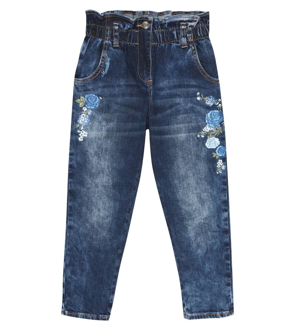 Floral applique jeans clearance