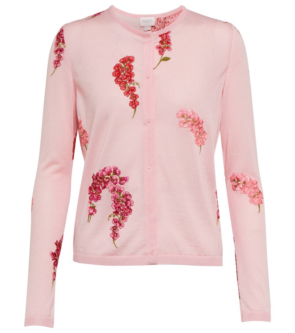floral silk cardigan