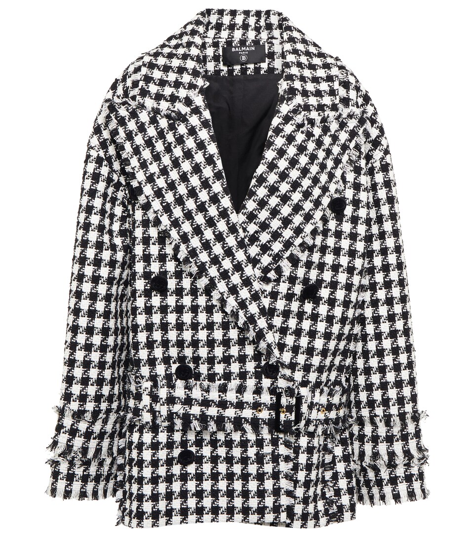 Balmain - Houndstooth tweed pea coat 