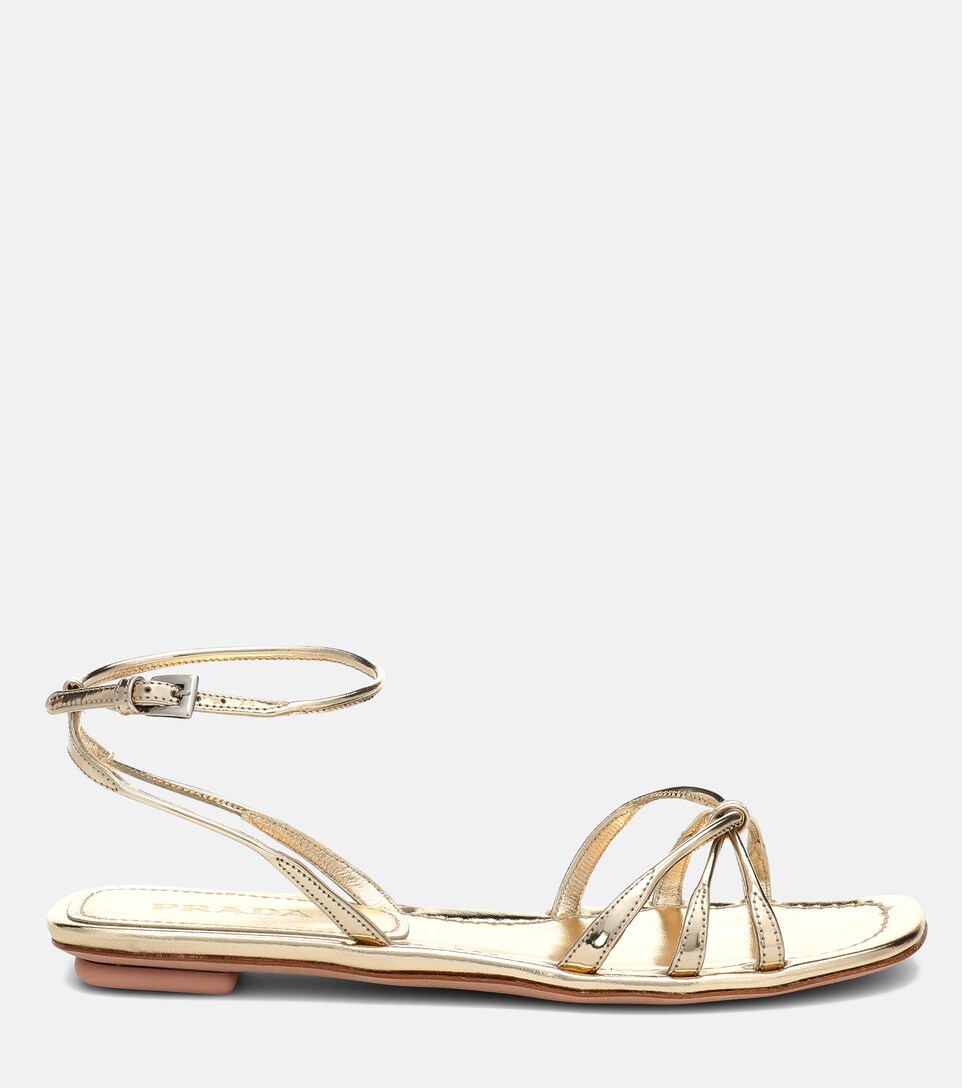 prada gold flat sandals