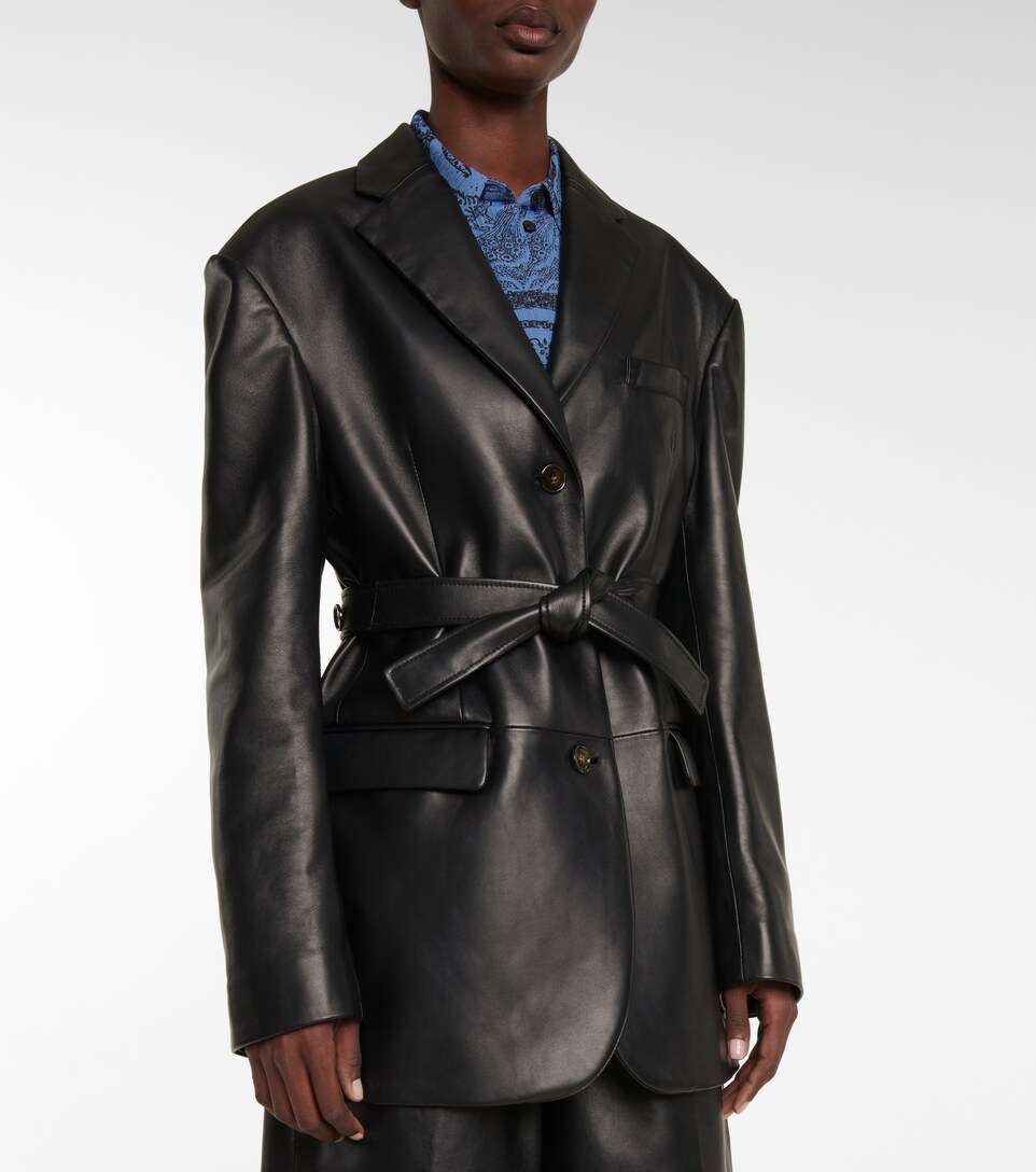 leather belted blazer