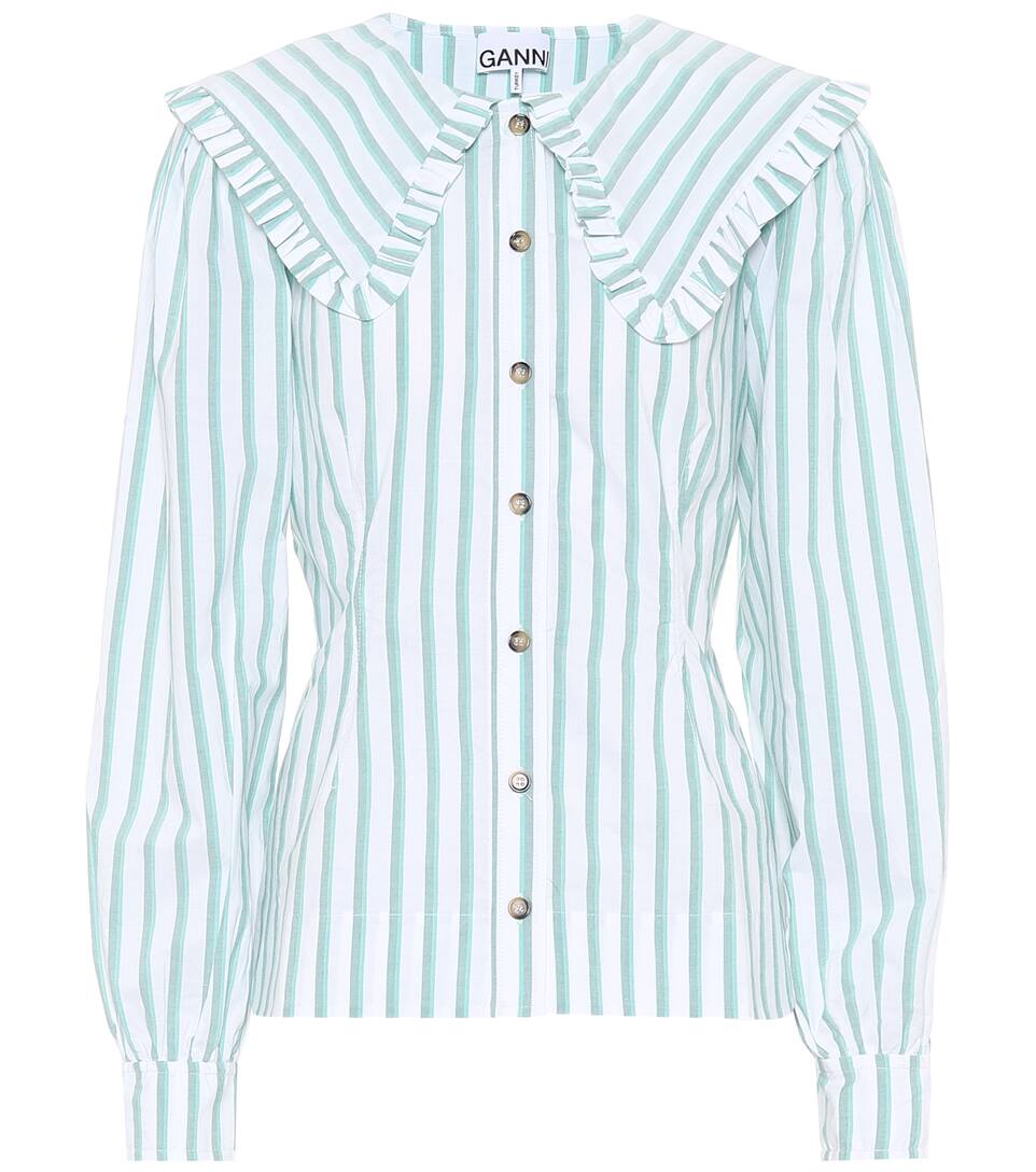 GANNI Feathery striped cotton shirt