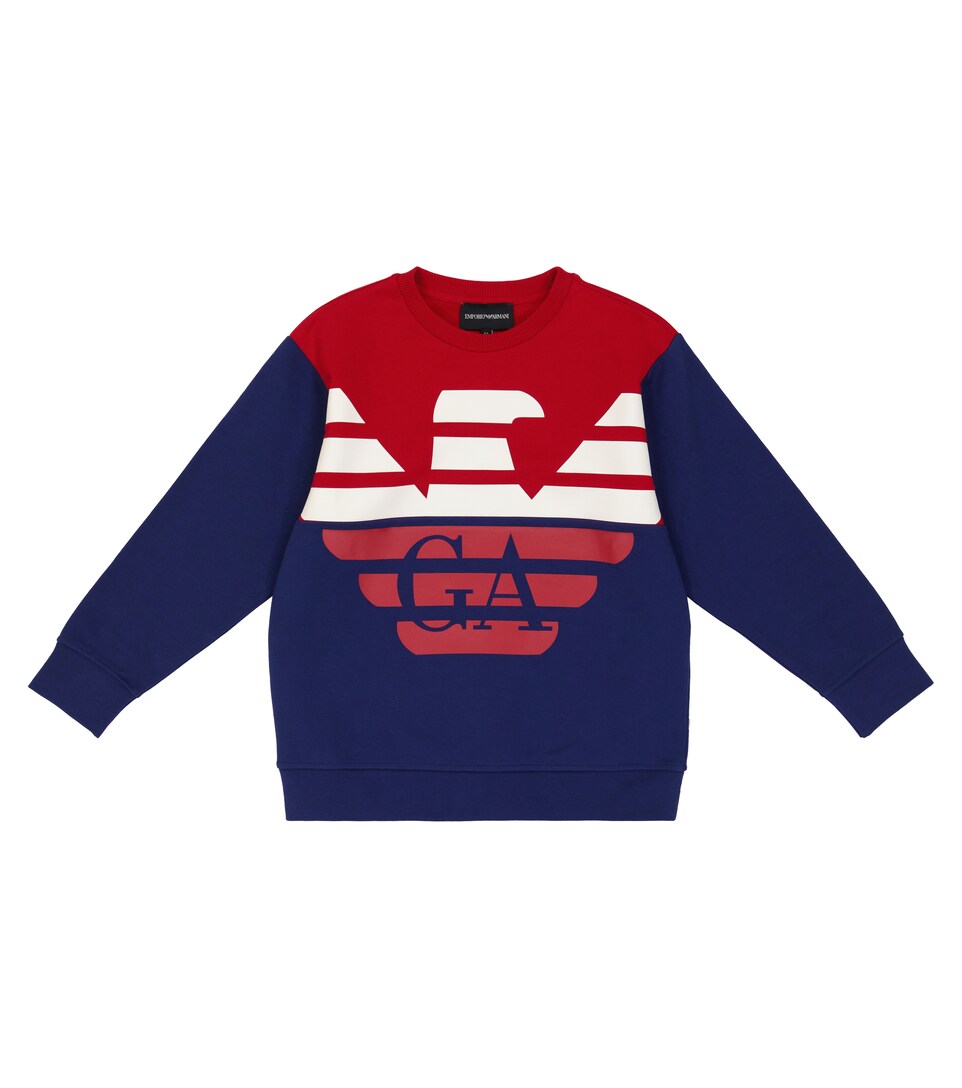 Emporio Armani Kids - Sudadera en mezcla de algodón con logo | Mytheresa