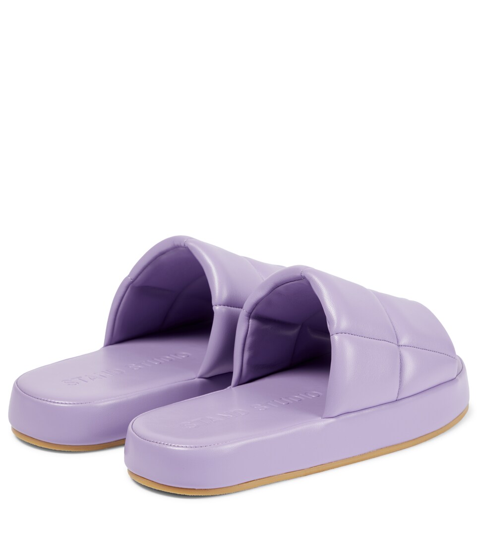 white quilted platform sandals