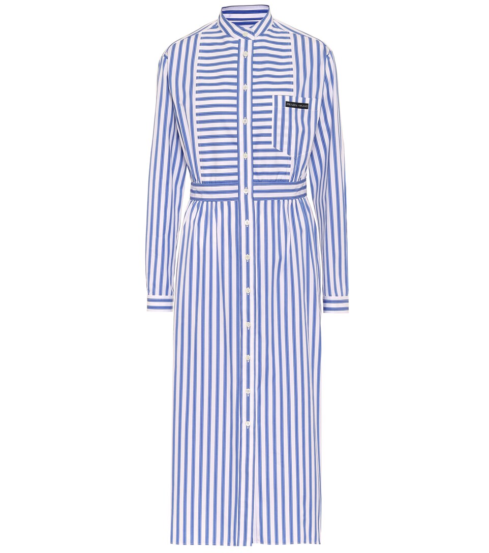 Striped Cotton Shirt Dress - Prada 