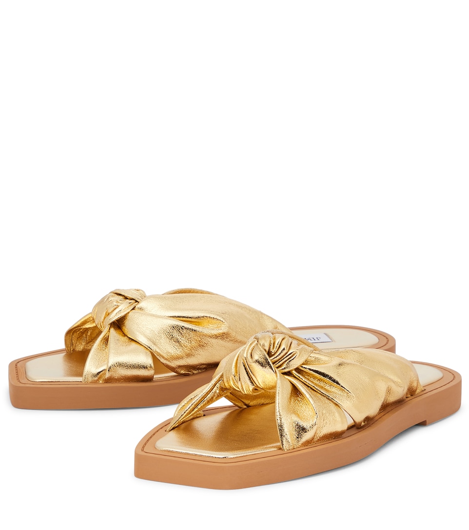 Jimmy Choo - Tropica metallic leather slides | Mytheresa