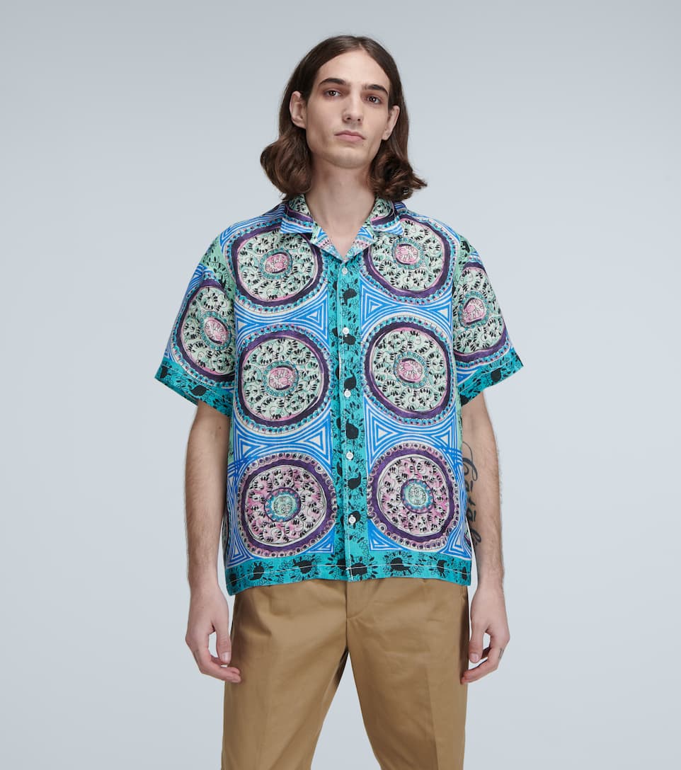 JW ANDERSON PRINTED SHORT-SLEEVED LINEN SHIRT,P00450469