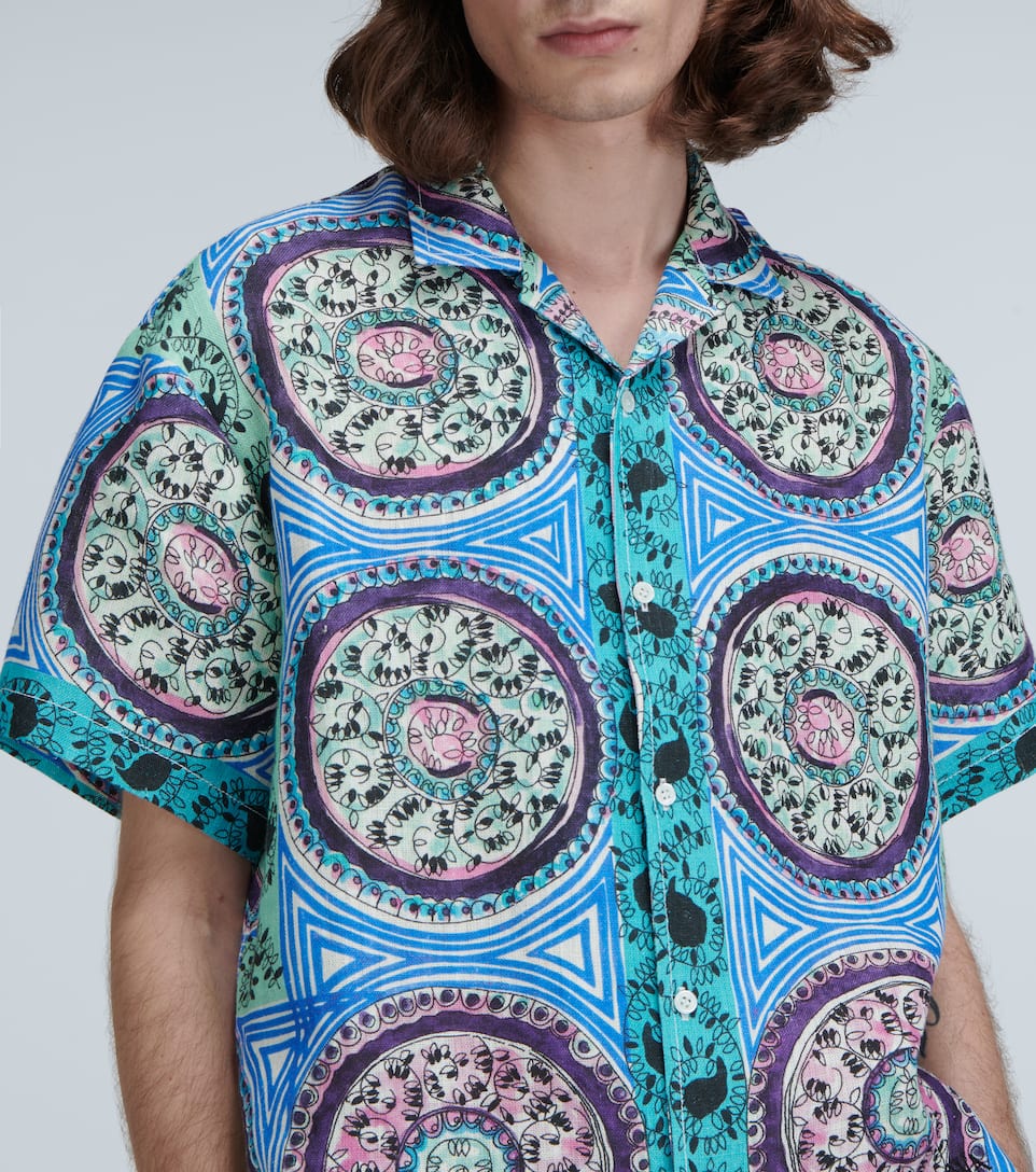 JW ANDERSON PRINTED SHORT-SLEEVED LINEN SHIRT,P00450469