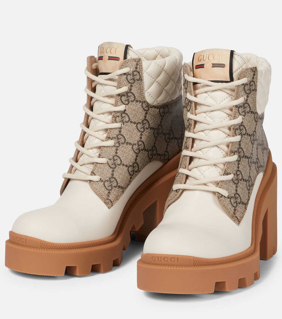 Gucci - Botines GG Supreme de piel y lona | Mytheresa