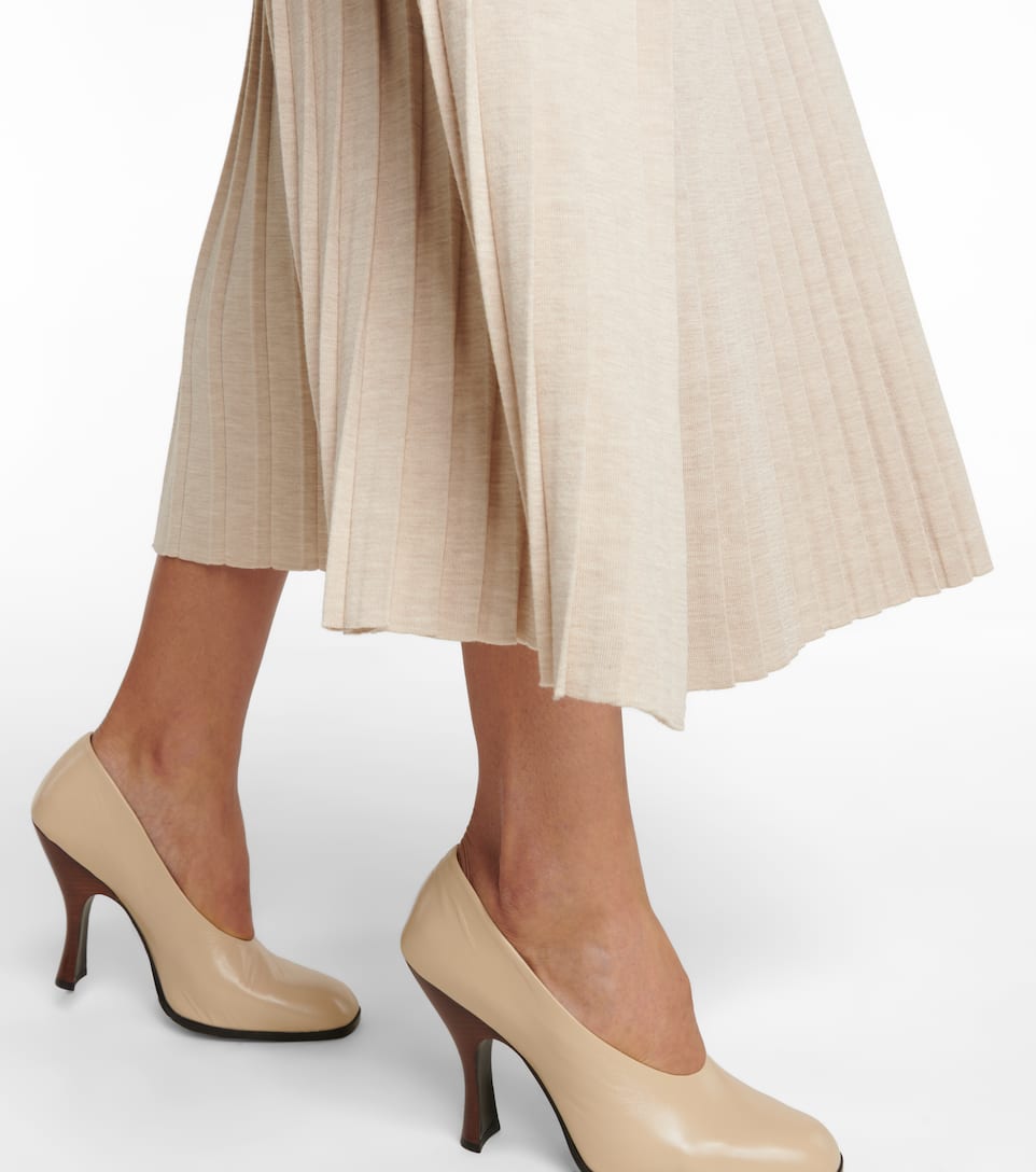 silk wool midi skirt