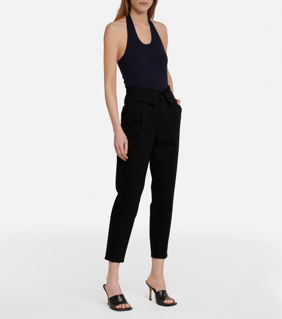 Fold Over high-rise straight jeans 