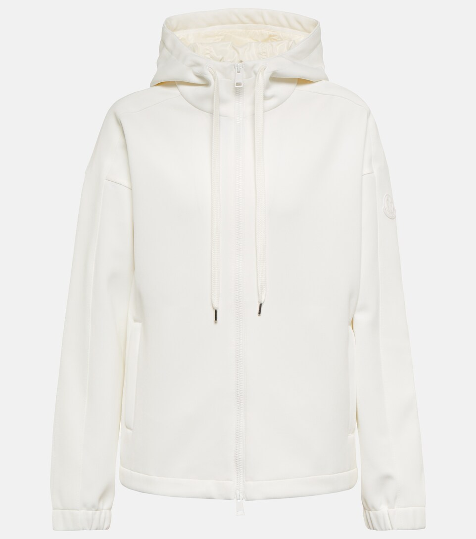 Moncler, Zipped Hoodie, Women, White, S, Knitwear, Materialmix