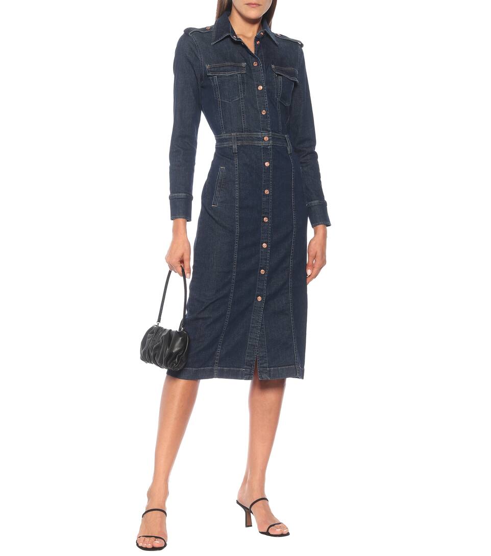 stretch denim midi dress
