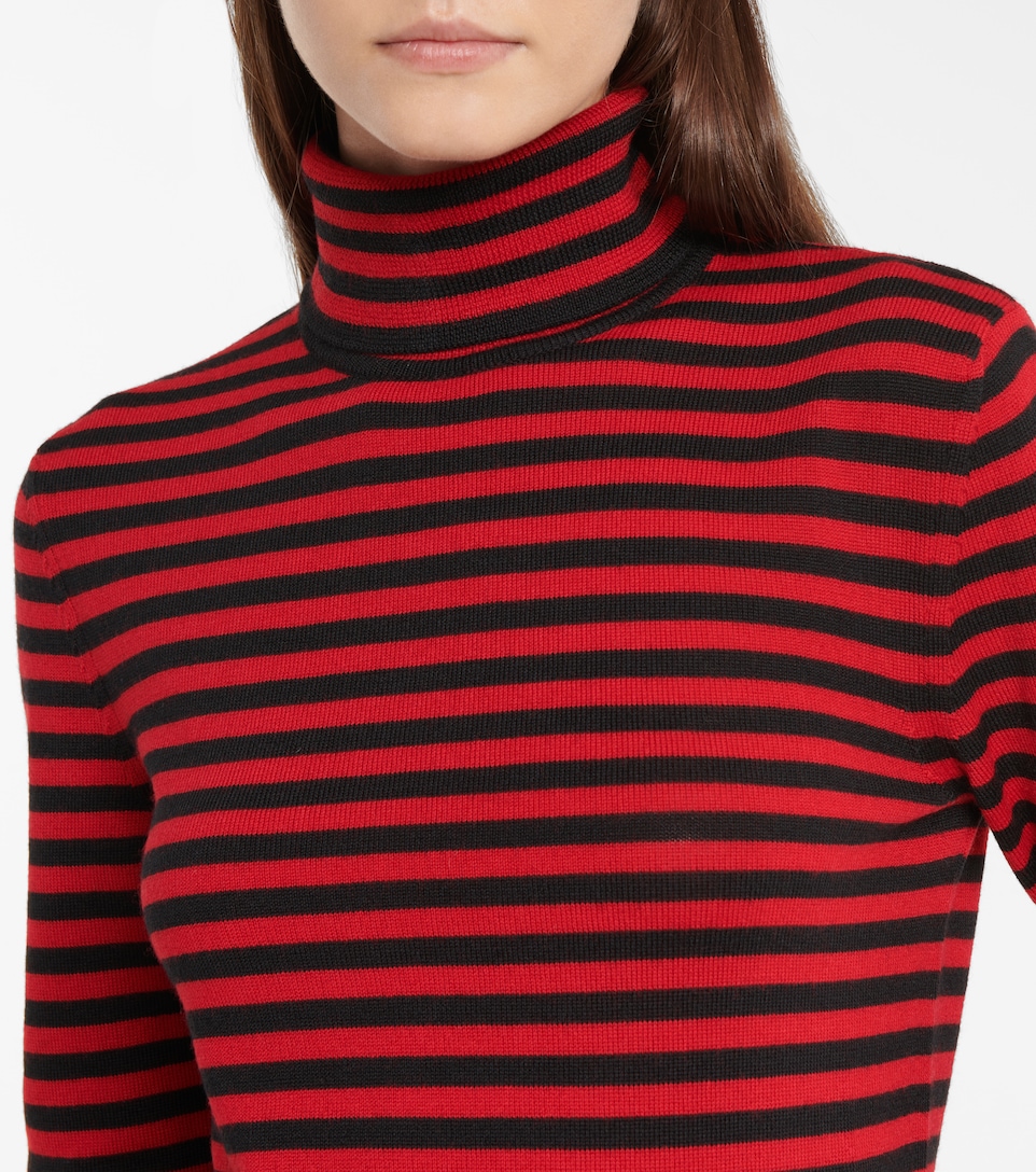 blue striped turtleneck