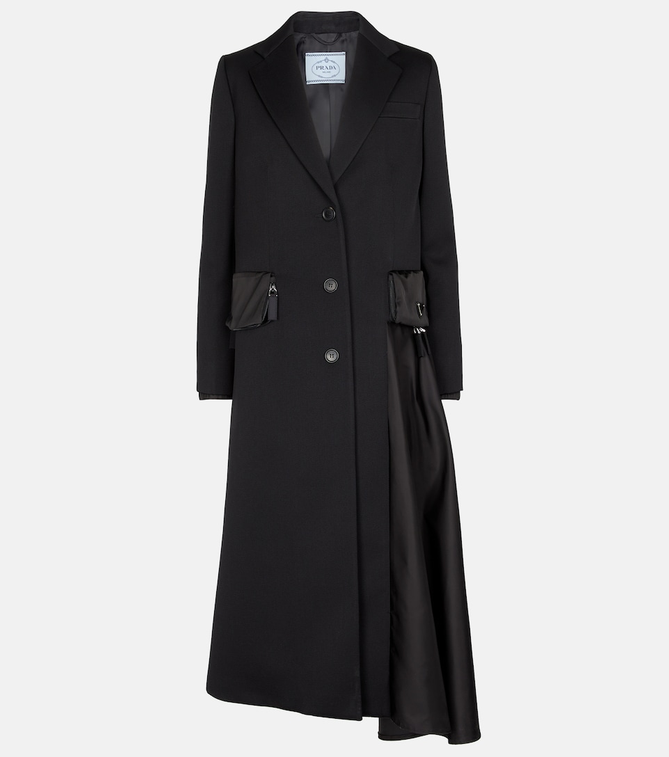 prada black belted coat