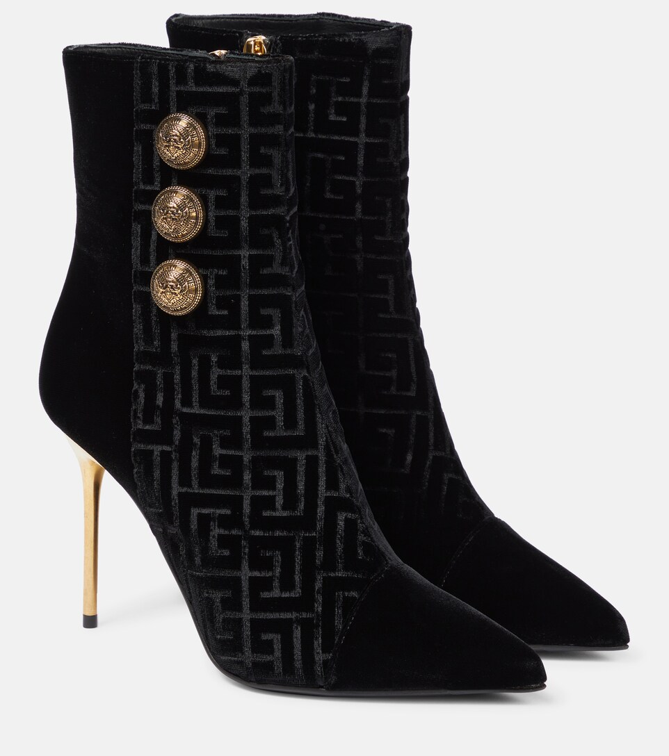 Roni embossed velvet ankle boots 