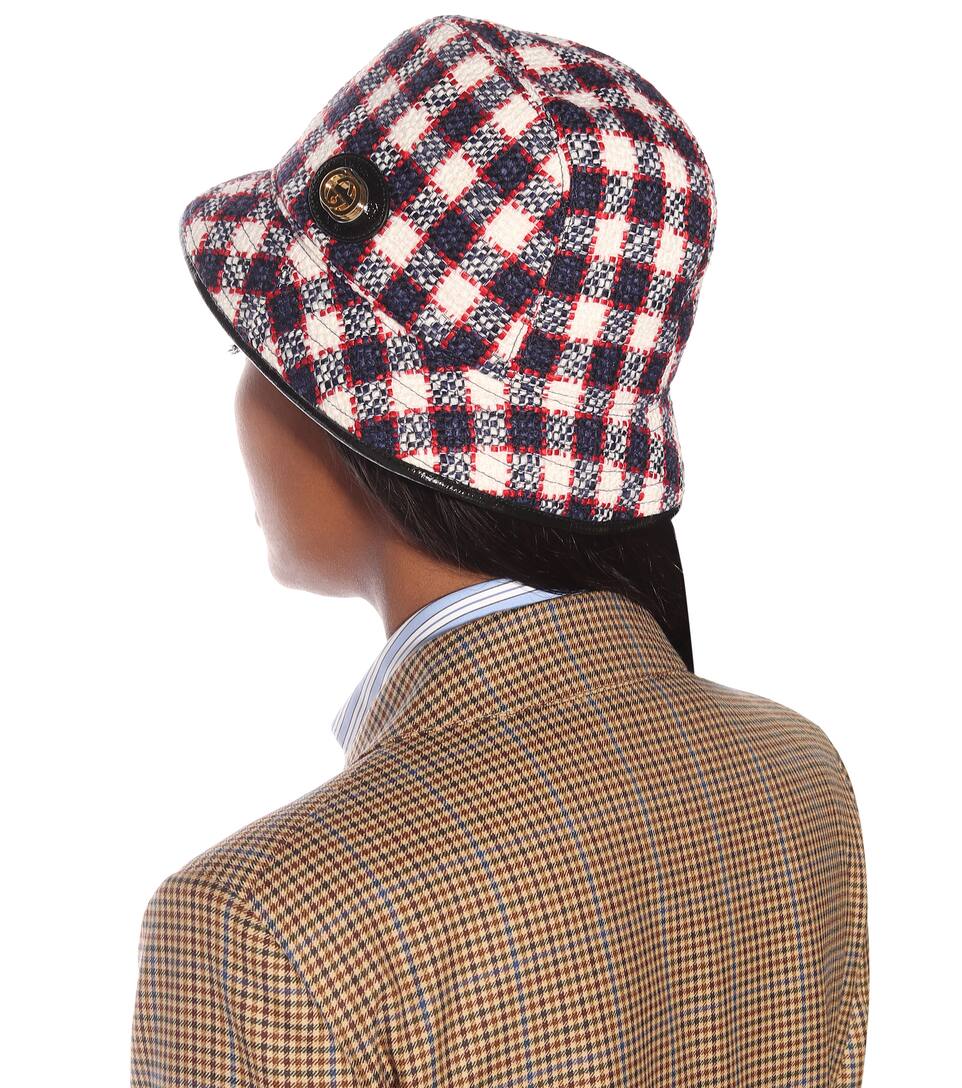 lola plaid knit bucket hat