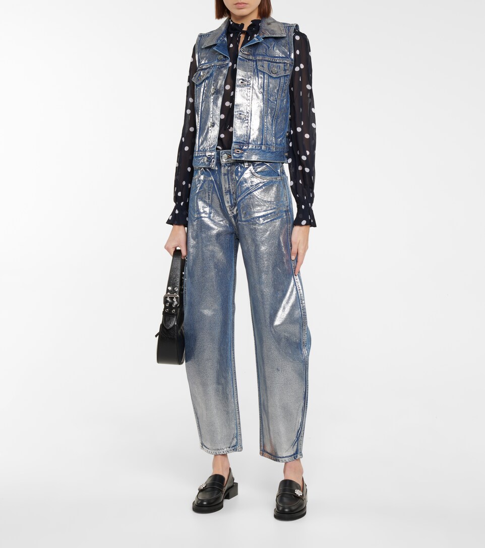 Stary high-rise metallic tapered jeans 