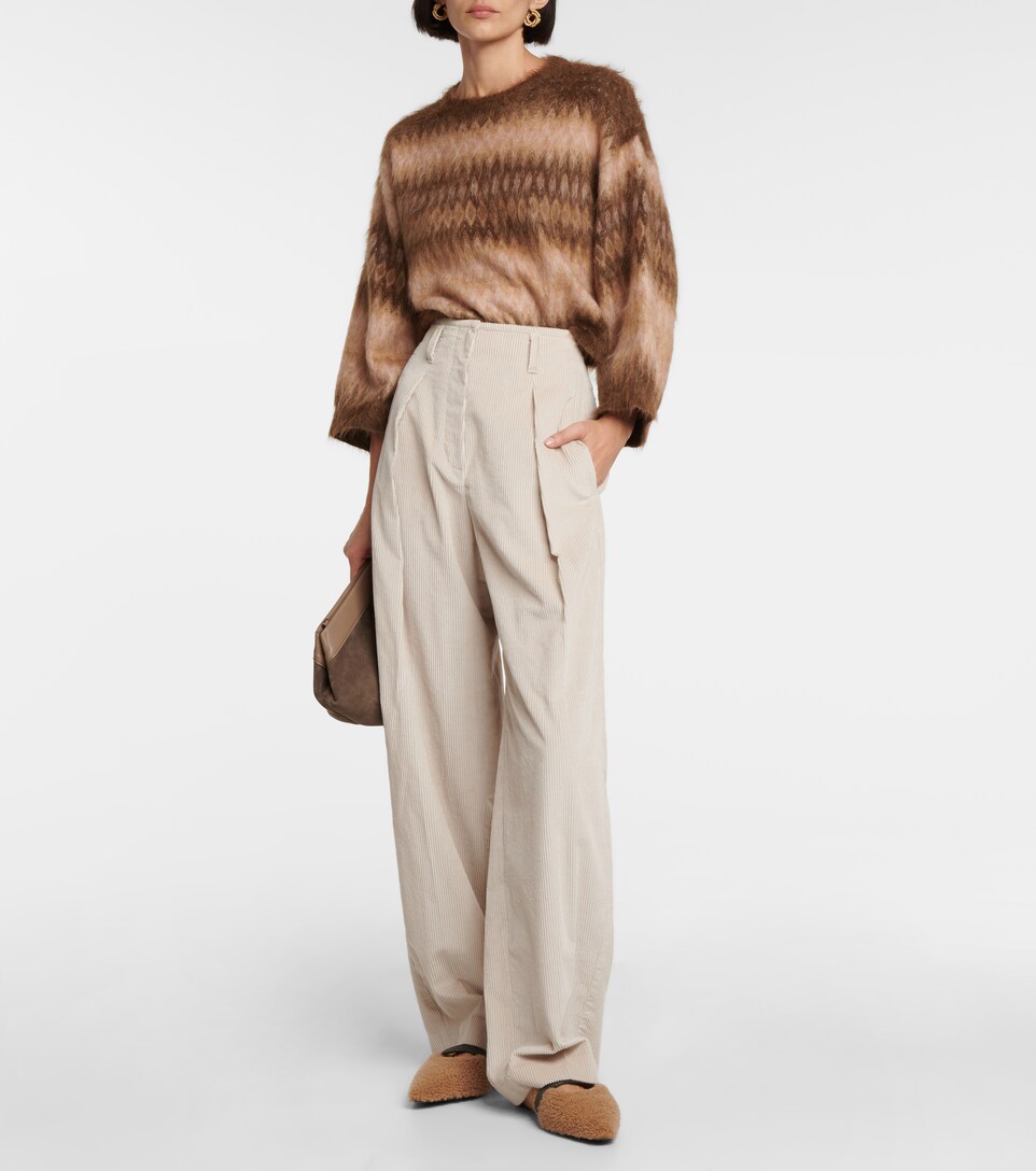 High-rise wide-leg corduroy pants 
