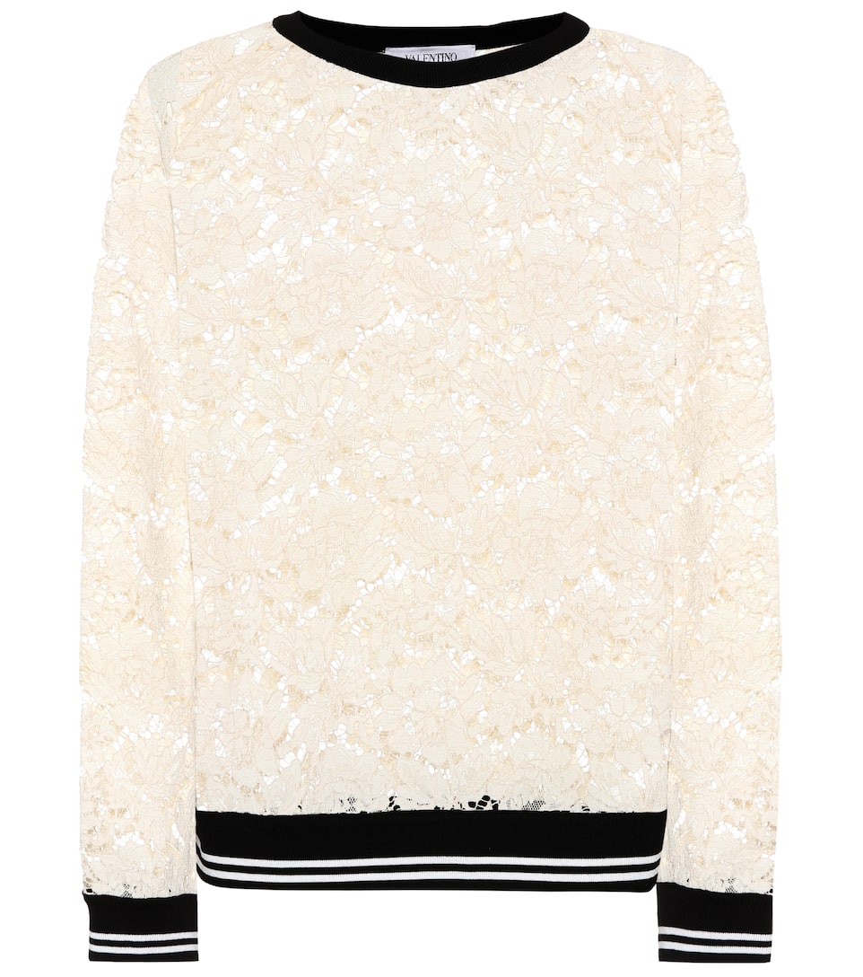 Click to view more detailed imagery on our partner's website Valentino Heavy Lace Sweatshirt In White