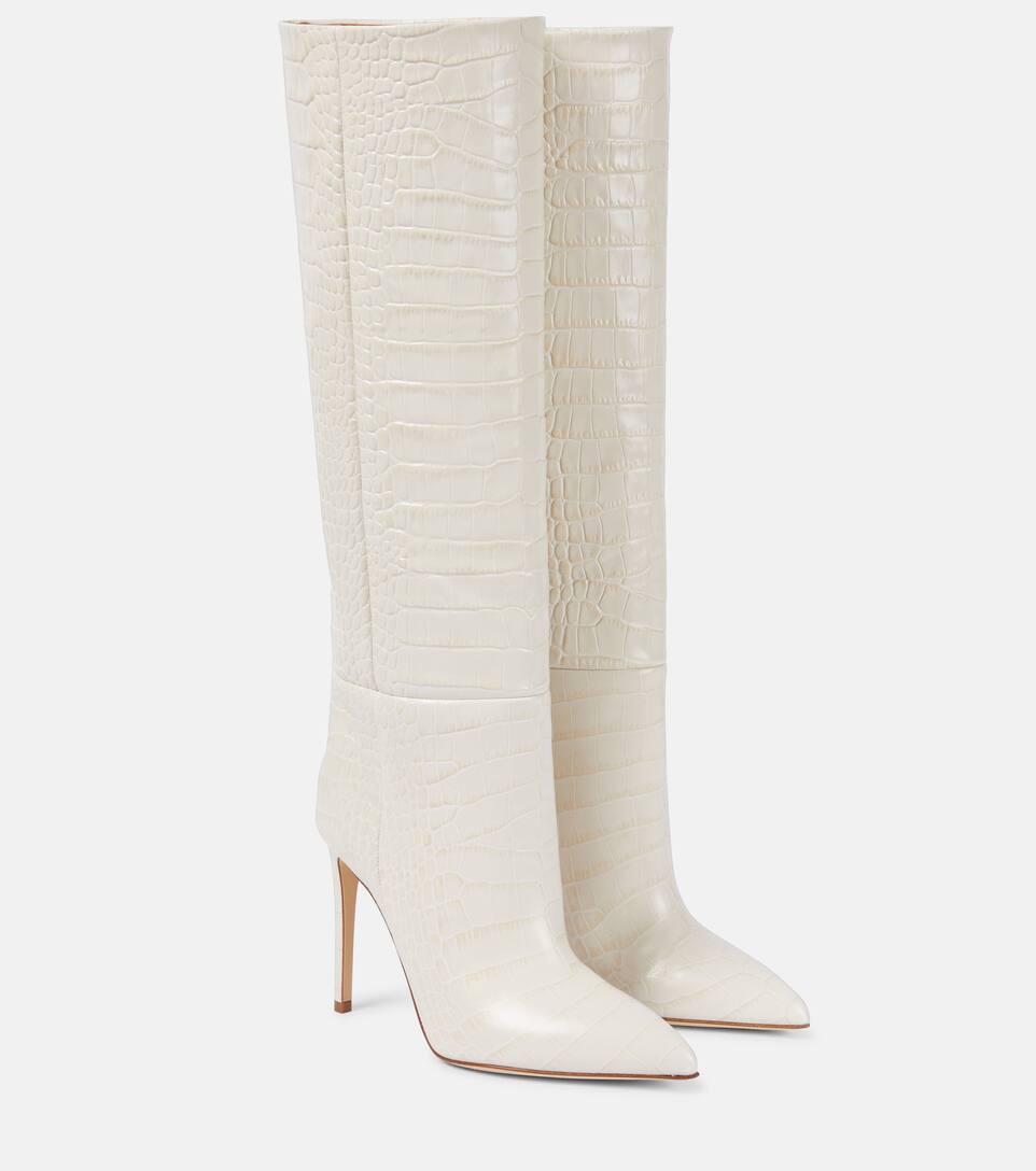 Paris Texas - Croc-effect leather knee-high boots | Mytheresa