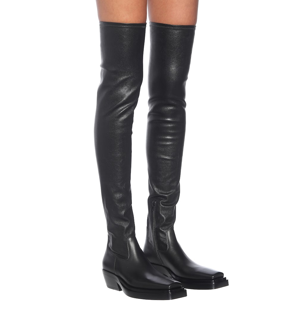 patent leather over the knee boots