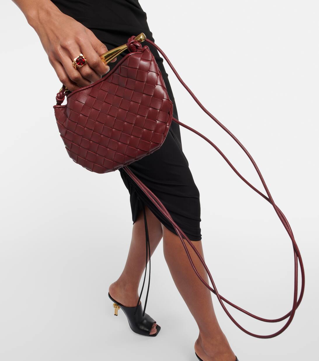 Sardine Mini Leather Shoulder Bag in Brown Bottega Mytheresa
