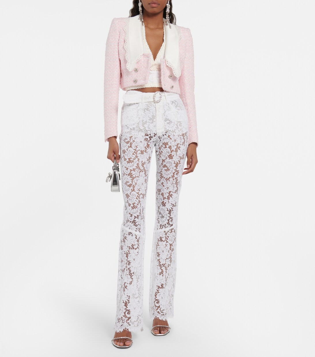 Alessandra Rich Women Light Pink Tweed Blazer main image 1