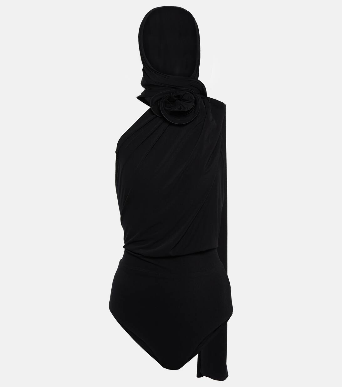 Hooded One Shoulder Bodysuit in Black Magda Butrym Mytheresa