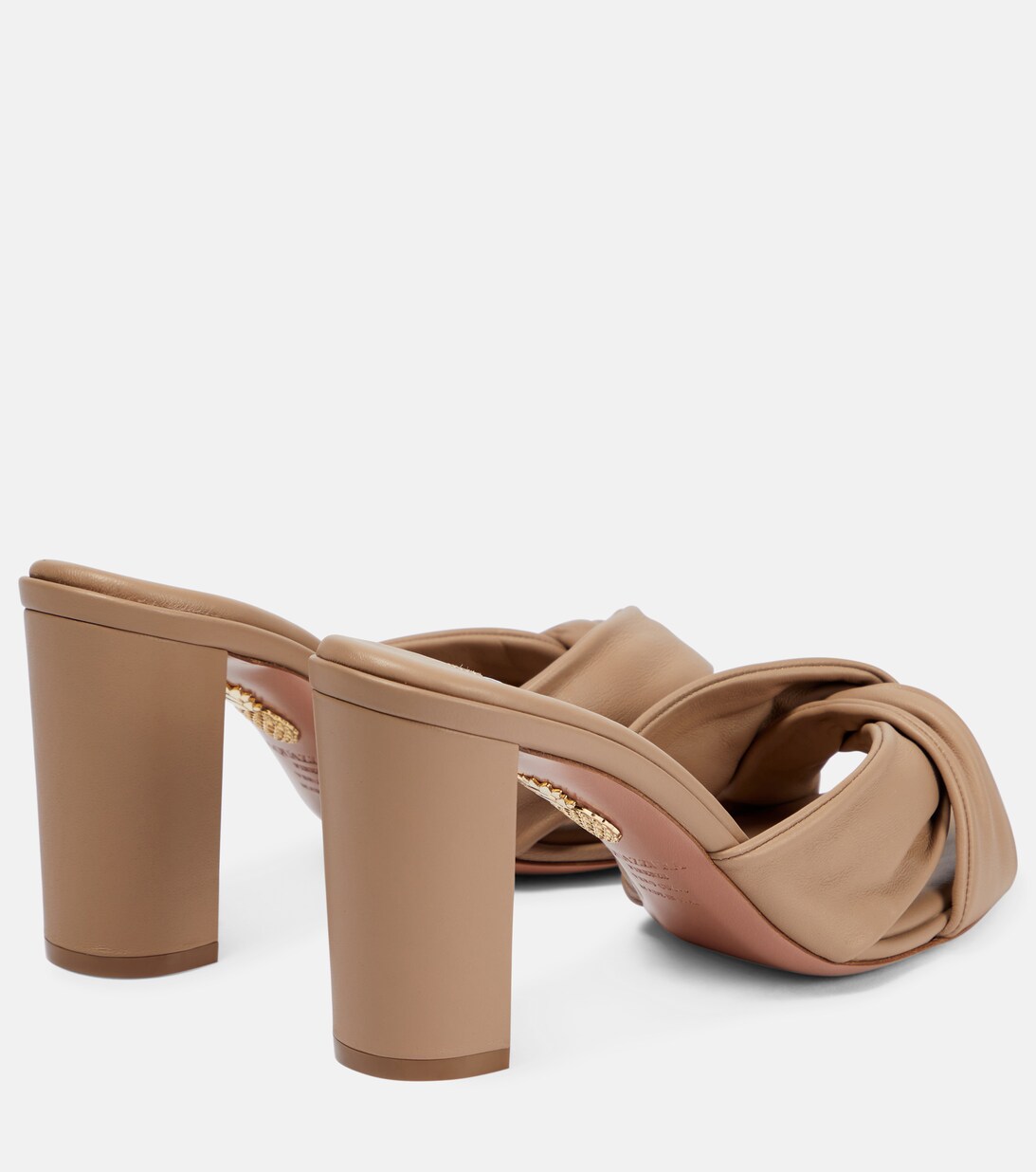 Olie 85 Leather Mules in Beige - Aquazzura | Mytheresa